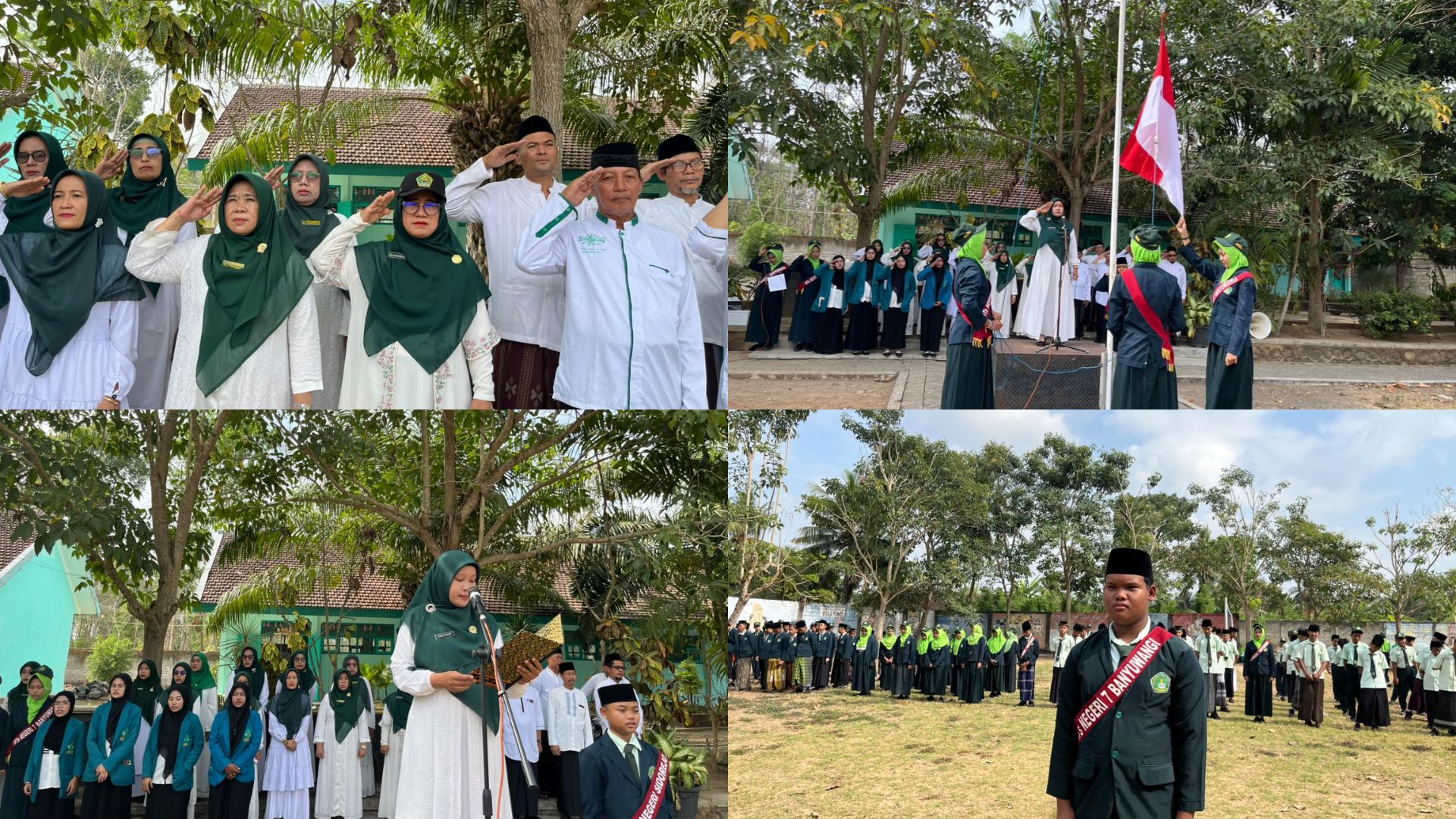 Implementing the "Gerbang" Program, Flag Ceremony at MTsN 7 Banyuwangi Conducted in English